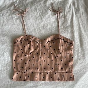 Free People Teresa Corset Top Pink & Black Polka dots - M